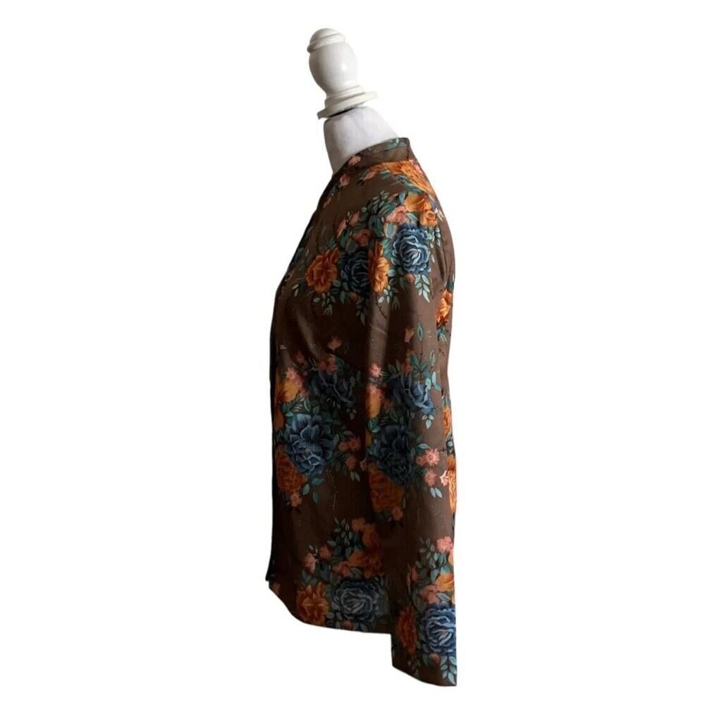 Vintage 1970s Sears Dress Cardigan Taupe Floral 2 Piece Set Maxi US Size 10 - Picture 11 of 16